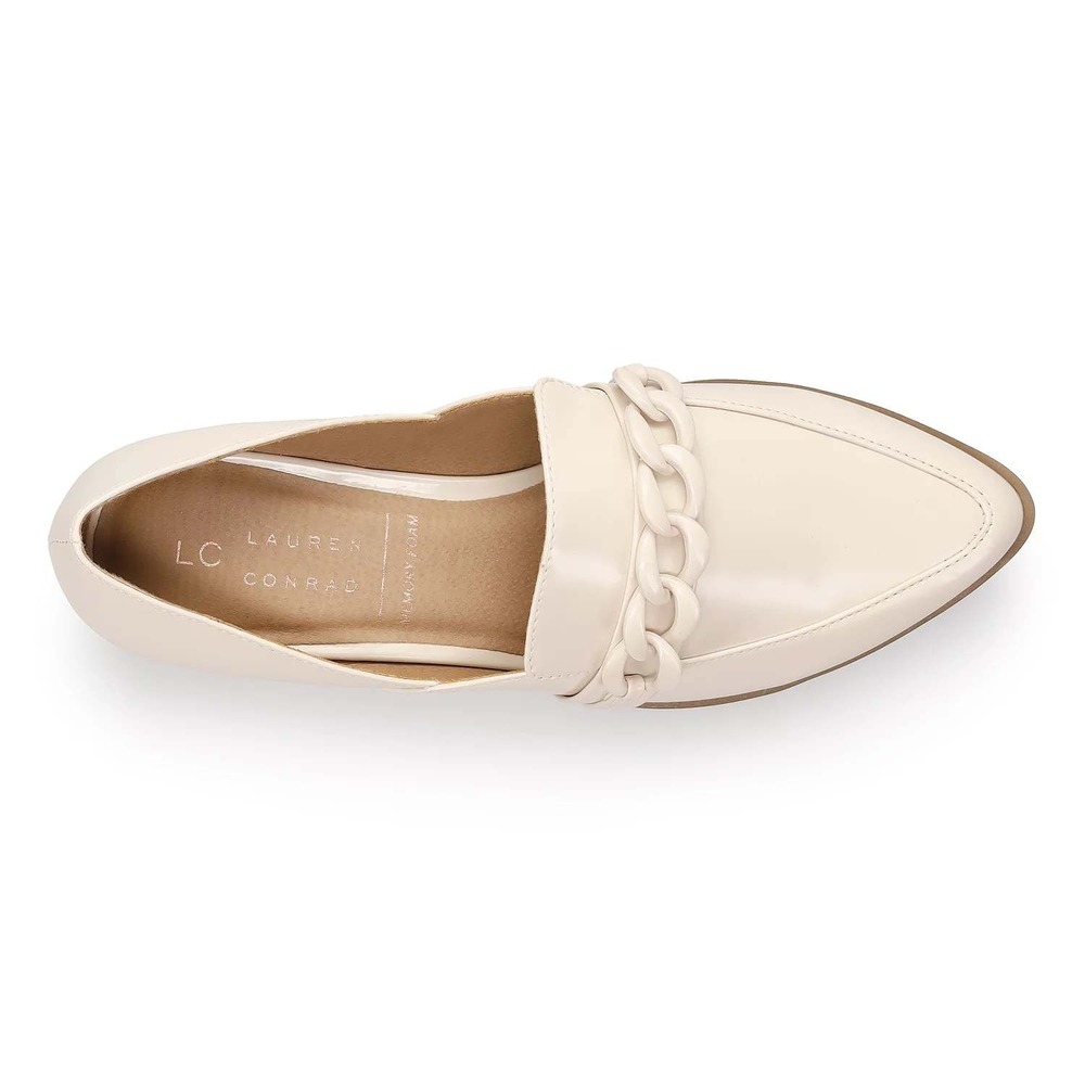 LC Lauren Conrad Womens Chain Link DEMII Loafers Bone Pointed Toe 10 - Picture 2 of 4